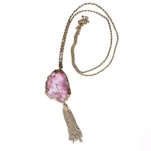 Pink Druzy Geode Pendent Necklace